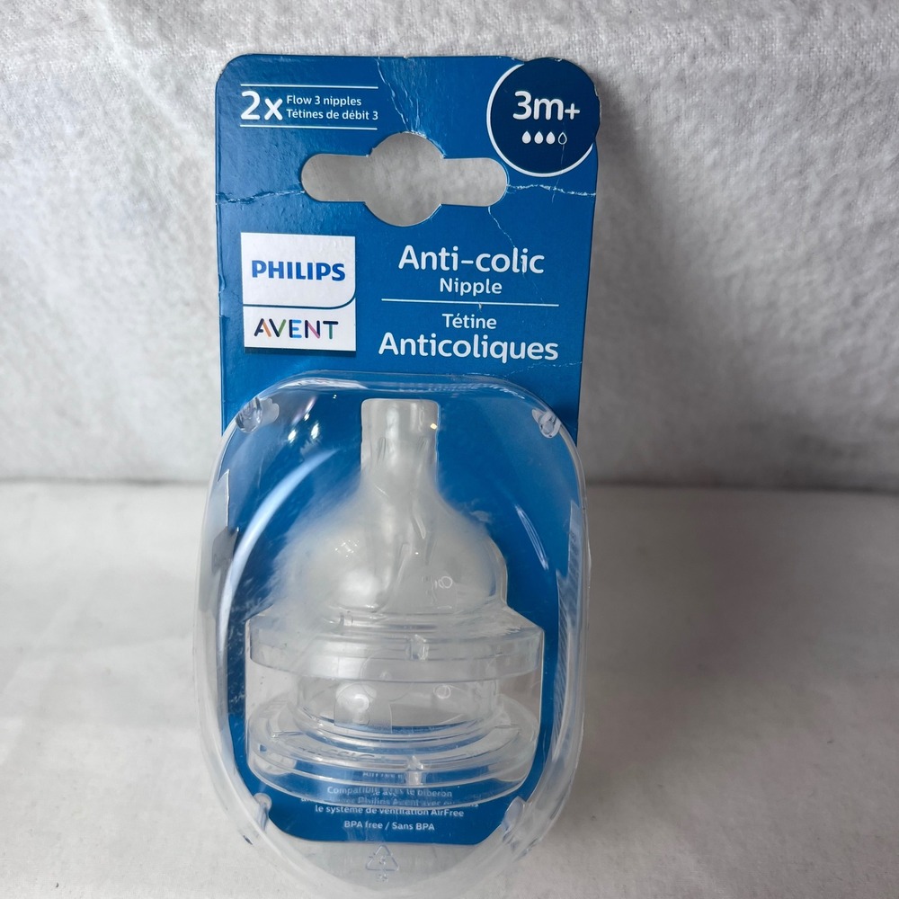 Philips Avent Anti-colic Nipple Flow 3 3m+ 2pk SCY763/02 BPA Free Clear